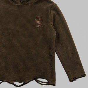 เสื้อฮู้ดดี้ผู้ชายทรงโอเวอร์ไซส์ ปี 2026 OEM คุณภาพสูง สำหรับฤดูหนาว ปักลาย ตกแต่งชายเสื้อแบบดิบ หนานุ่ม ซักย้อมสีแบบแอซิดวอช ไหล่ตก - Product Image 3