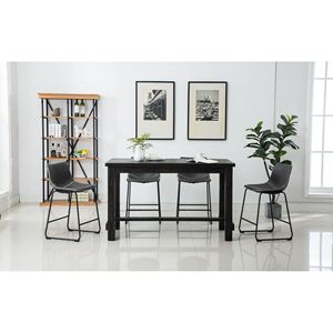 Set da Pranzo Bronco in Legno Anticato con Tavolo Alto e Quattro Sedie Grigie per la Casa Moderna - Product Image 4