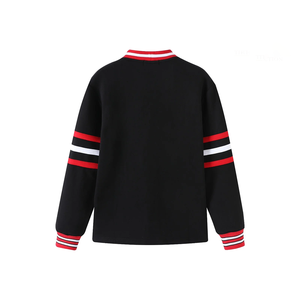 Custom Demand DST <b>Red</b> & Black Contrast <b>Women</b> Fleece <b>Cardigan</b> Long Sleeve V- Neck Wholesale Manufacturer Collegiate <b>Cardigan</b> - Product Image 2