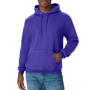 Sweat-shirt à capuche pour homme, violet, coupe classique, en coton French Terry, avec poche avant, capuche à cordon, décontracté, automne - Product Image 2