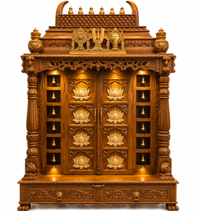 Buy Teak Wood Home Temple/<b>Mandir</b> Traditional Carved Teak Wood Pooja Temple for Indian Homes Manufacturer Exporter & Wholesale UK - Product Image 4
