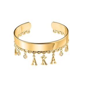 Bracelet manchette doré avec breloques lettres suspendues, élégant accessoire de mode pour femmes et jeunes filles, cadeau de fête - Product Image 1