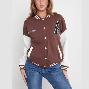 Custom Ladies Embroidered Varsity Jacket Genuine Leather Sleeves College Style OEM ODM Sample Service Available Now - Product Image 6