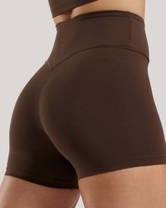 Shorts Deportivos para Mujer al Por Mayor, Personalizados, de Cacao y Basalto, de Cintura Alta, Transpirables, para Gimnasio y Entrenamiento - Product Image 2