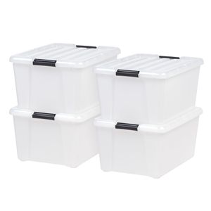 Bacs de rangement en plastique de 45 Qt avec couvercles, empilables, lot de 4 - Product Image 1