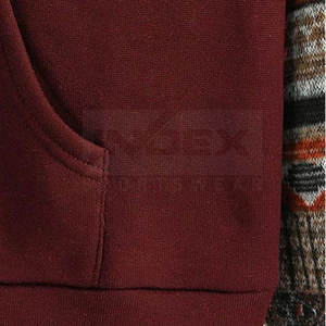 Sudadera con capucha para mujer, manga larga, patrón geométrico, tejido de algodón, estilo informal de otoño, color rojo - Product Image 3