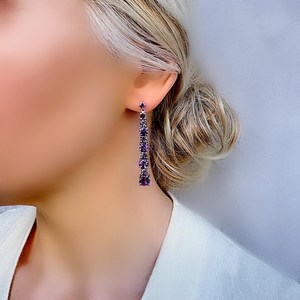 Genuine Amethyst <b>Dangle</b> Drop <b>Silver</b> <b>Earrings</b> Elegant Purple Gemstone Jewelry February Birthstone Gift For Women - Product Image 4