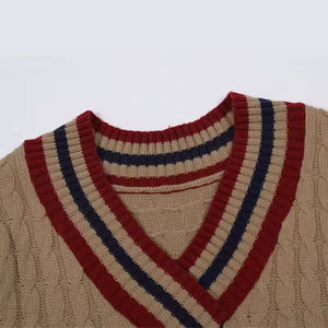 Cardigan classique respirant à col en V pour homme, pull tricoté rayé avec boutons sur le devant, idéal pour le marché américain - Product Image 6