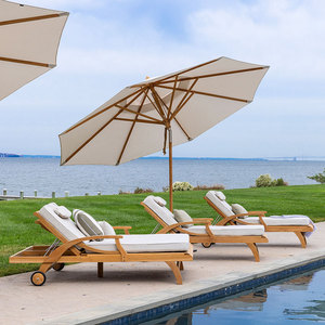 Chaise longue inclinable en teck pour l'extérieur, directement de l'usine, idéale pour les piscines, les complexes hôteliers et les clubs de plage - Product Image 2