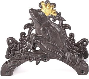 Vintage <b>Cast</b> Iron Garden Hose Holder Wall Mounted Decorative Hose Hanger Rack Outdoor Water Pipe Organizer Rustic Antique Scroll - Product Image 2