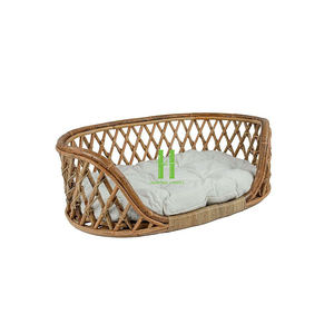 High Quality Customized OEM Indoor Cat <b>Bed</b> Handmade Rattan Cotton Pet Cage Animal Pattern Snap Button Belt Direct Wholesale HNH - Product Image 4