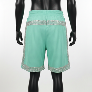 กางเกงขาสั้นว่ายน้ำผ้าไนลอน/คอตตอนสีเขียวมิ้นท์แบบสวมใส่สบาย ระบายอากาศได้ดี พร้อมโลโก้แบบรีดร้อนตามสั่งสำหรับผู้ชาย - Product Image 4