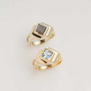 Natural Labradorite Square <b>Ring</b> in Gold Finish Geometric <b>Statement</b> <b>Ring</b> Modern Handmade Jewelry for Women Gift - Product Image 2