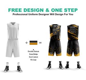 Conjunto de Uniforme de Baloncesto Sublimado Personalizado para Hombre, Cuello en V, Sin Mangas, Diseño en Malla Amarilla y Negra - Product Image 2
