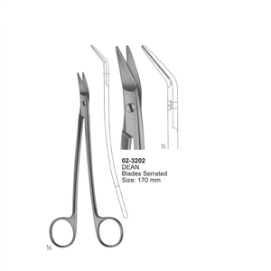 Ciseaux de tonsiloscopie Dean 170 mm en acier inoxydable, instruments chirurgicaux ORL, lame incurvée dentée, outils de chirurgie buccale et dentaire - Product Image 1