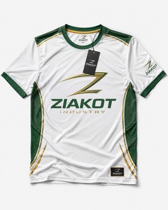 เสื้อยืด ZIAKOT รุ่นใหม่ ออกแบบพิเศษสำหรับผู้ชาย สีเขียว-ทอง-ขาว สำหรับการแสดงออกทางกีฬา - Product Image 1
