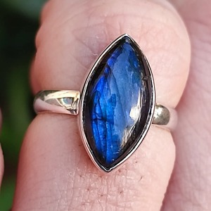 <b>Labradorite</b> <b>Ring</b> 925 Sterling Silver Handmade Boho Statement Promise Jewelry for Women Natural Marquise Shape Gemstone Jewelry - Product Image 4