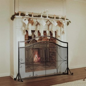 Gothic Medallion Metal Fireplace <b>Screen</b> Folding Three Panel Fine Mesh Spark Guard Decorative Steel Hearth <b>Protector</b> - Product Image 6