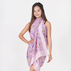 Pink Paisley Nylon Lace Beach <b>Sarong</b>-Floral Print Casual Summer <b>Wrap</b> Skirt Knee-Length Straight Design - Product Image 1