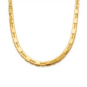 Collier en or massif 9K véritable, maille cubaine, pour femme, or jaune, bijoux fins pour tous les jours, vente en gros - Product Image 1