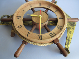 Reloj de Pared con Forma de Timón de Barco de Madera Rústico, Decoración Náutica, Marítima y Costera para el Hogar, Reloj Decorativo Vintage con Forma de Timón de Barco de Madera - Product Image 2