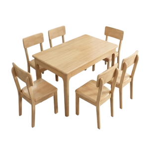 Juego de Comedor de Madera de Teca Japonesa de Lujo ARTERRA, Mesa de Comedor Moderna con 6 Sillas para Sala de Estar y Hogar - Product Image 1