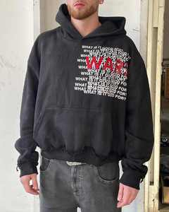 Heavyweight 100% Cotton <b>Men</b>’s Hoodie Set Acid Wash Custom Pullover Distressed Sweatshirt and Sweatpants - Product Image 4