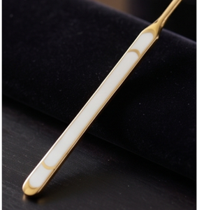 Cuillère à cocktail Premium Gold Bar, design minimaliste, réutilisable, manche en métal, incrustation blanche, pour mélanger les cocktails. - Product Image 2