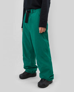 Pantalon de ski vert à taille élastique, style cargo avec boucle réglable, pour l'hiver et les activités de plein air, coupe ample - Product Image 5
