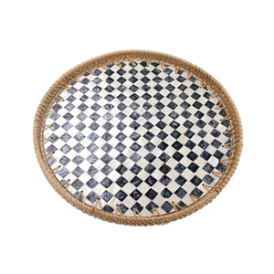 Mesa giratoria Lazy Susan de ratán con incrustaciones de nácar estilo rústico para mesa de comedor redonda o para gabinete de despensa - Product Image 3