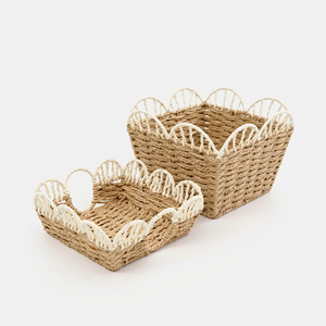High Quality Natural Paper <b>Rope</b> Storage <b>Basket</b> Handmade Woven Organizer Best Selling Home Decor OEM ODM Factory Wholesale - Product Image 1
