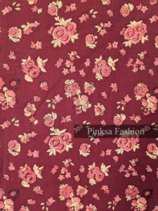 <b>Indian</b> Traditional Maroon Floral Block Print Cotton Fabric Soft Summer Garment Material by Yard - Product Image 3