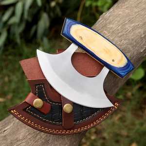 Cuchillo para Pizza de Acero Inoxidable Hecho a Mano con Mango de Madera Premium y Funda de Cuero Genuino - Product Image 1