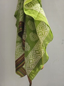 Handcrafted Wooden Block Print Cotton Sarongs Pareos & Scarves with Zari Silk Border Lightweight Women’s Beachwear Wholesale - Product Image 5