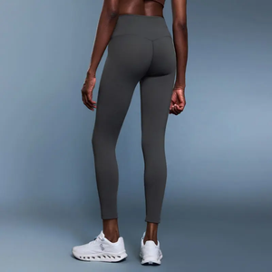 Leggings de yoga taille haute pour femmes, logo personnalisé, couleur unie, séchage rapide, pantalon en Spandex/Nylon pour l'entraînement en extérieur - Product Image 4