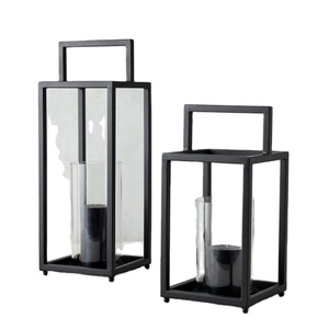 Metal Lantern with Glass Insert Modern Lantern for Indoor and Outdoor Decor Stylish Lantern Lighting for Home and Garden Spaces - Product Image 1