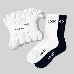 Chaussettes de sport en coton jacquard respirantes et décontractées, noires et blanches, de haute qualité, rembourrées - Product Image 3