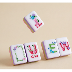 Tuiles de Mahjong Américaines 4 couches, motif floral rose, en acrylique, jeu de société moderne de luxe - Product Image 5