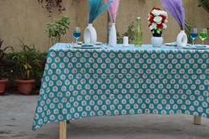 Custom Floral Colorful Hand Block Print <b>Table</b> Cover Woven Cotton <b>Table</b> Cloth for Wedding <b>Decoration</b> Colorful Wedding <b>Table</b> - Product Image 3