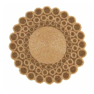 มาใหม่เรขาคณิตรอบลูกปัดแก้วPlace Mat Handmadeลูกปัดแก้วแผ่นชาร์จโต๊ะรับประทานอาหารตกแต่งลูกปัดตารางMat - Product Image 4