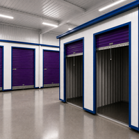Système de Bâtiment de Stockage Modulaire Moderne en Acier avec Porte Enroulable pour Supermarché et Entrepôt – Unité de Stockage Sécurisée