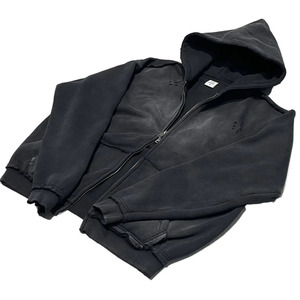 Sweat à capuche épais déchiré pour homme 2026, style streetwear, avec logo personnalisé, fermeture éclair double tête, 100 % coton, décontracté - Product Image 4