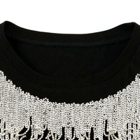 T-shirt décontracté à manches courtes pour femme, coupe classique, respirant, orné de strass, léger, pour usage quotidien, anti-UV, 100 % coton