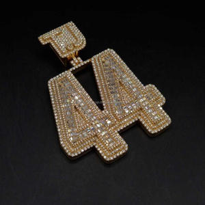 Collar Personalizado con Número 44, Plata de Ley 925, Chapado en Oro de 18k, Diamante Cultivado en Laboratorio, Estilo Hip Hop, Regalo para Hombres y Mujeres - Product Image 1