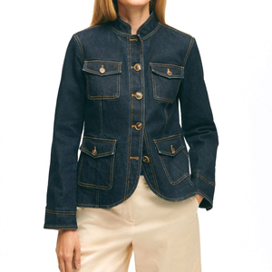 High Quality Slim Blue Long Sleeve Women's Wool Lined <b>Denim</b> Jean <b>Jacket</b> <b>Customized</b> Wholesale Coat Style Women <b>Denim</b> <b>Jacket</b> - Product Image 1