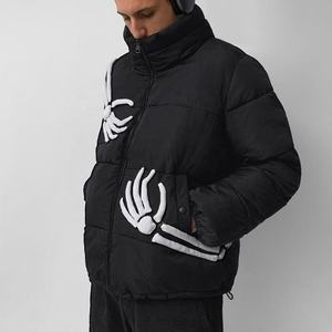 Chaqueta Acolchada con Estampado 3D de Mano de Esqueleto para Hombre y Mujer, Cortavientos de Invierno con Cuello Alto y Cremallera, Estilo Urbano - Product Image 6