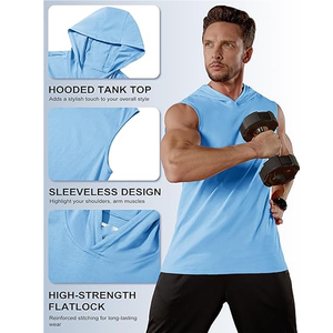 Haut de sport sans manches à capuche pour la course et l'entraînement, coupe épaules dénudées - Product Image 6