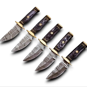 Wholesale ODM Bulk Damascus Steel Fixed Blade Drop Point Hunting Knife Black Pakka Wood Handle Brass Guard Razor Sharp Skinner - Product Image 1
