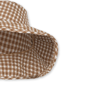 High Quality Brown Checkered Cotton Poplin Bucket <b>Hat</b> Unisex Casual Spring <b>Summer</b> Style - Product Image 6