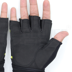 Hot Selling Non <b>Slip</b> Cotton Polyester Leather Gym Fitness Gloves Breathable Exercise Weight Lifting <b>Half</b> Finger Adjustable Wrist - Product Image 3